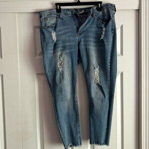 Skinny Tiffany Ankle Torn Blue Jeans Size 16